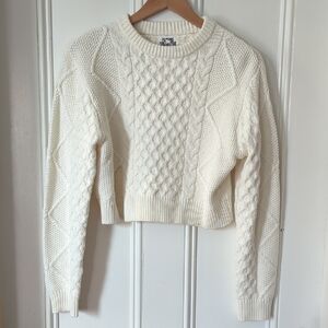 Future Collective White Knit Cropped Sweater